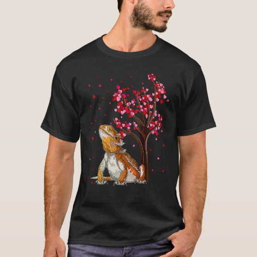 Bearded Dragon  Heart Tree Bearded Dragon Valentin Tシャツ (正面)