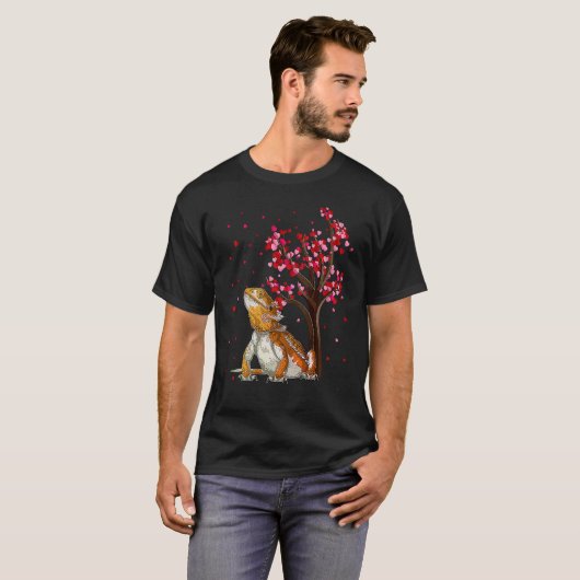Bearded Dragon Heart Tree Bearded Dragon Valentin Tシャツ (正面フル)