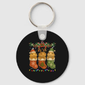 Bearded Dragon In Christmas Socks Lights Bearded D キーホルダー (正面)