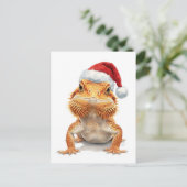 Bearded Dragon in Santa Hat Watercolor シーズンポストカード (スタンド正面)