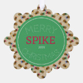 Bearded Dragon Insect Pattern Personalized オーナメントカード (裏面)