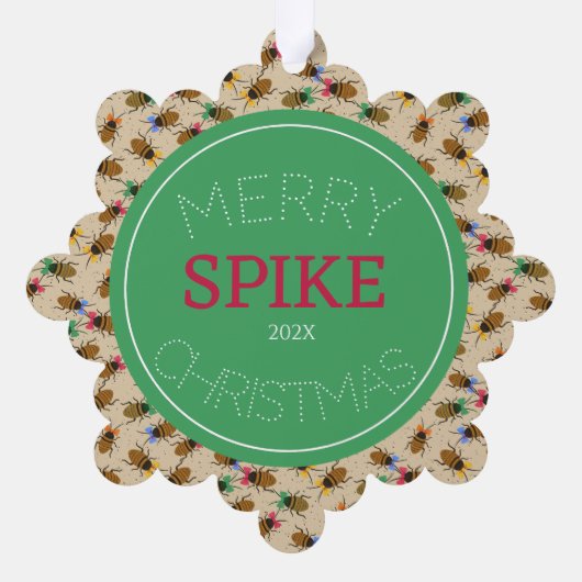 Bearded Dragon Insect Pattern Personalized オーナメントカード (裏面)