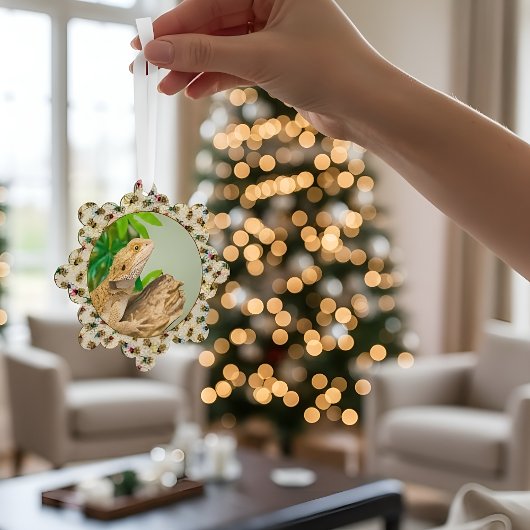 Bearded Dragon Insect Pattern Personalized オーナメントカード