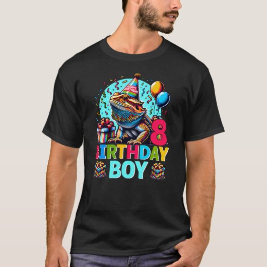 Bearded Dragon Lizard 8th Birthday 8 Year Old Boy  Tシャツ (正面)