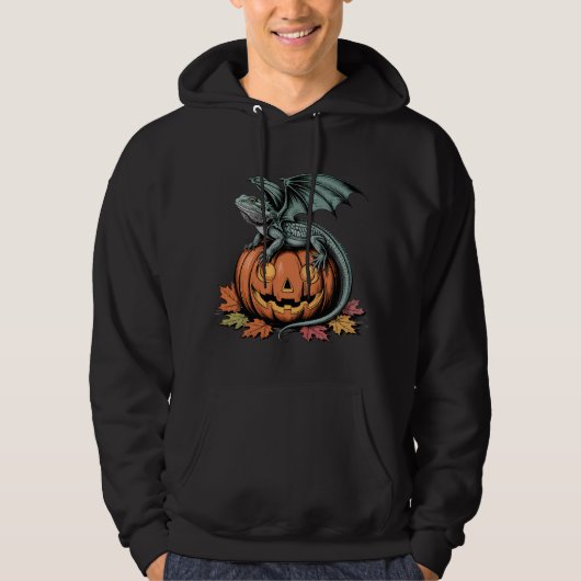 Bearded Dragon on Pumpkin Art パーカ (正面)