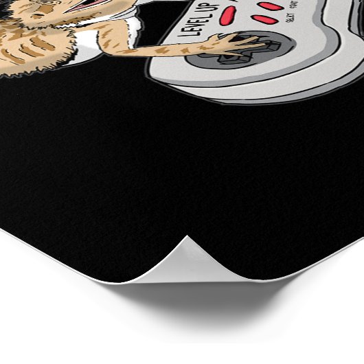 Bearded Dragon Playing Video Game Reptiles Pagona  ポスター (角)