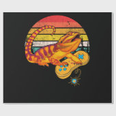 Bearded Dragon Playing Video Game Reptiles Pagona ラッピングペーパー (フラット)