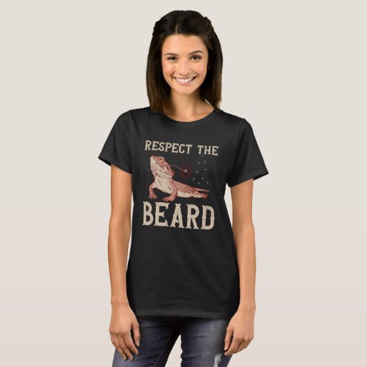 Bearded Dragon Respect The Beard Reptiles Lizard Tシャツ (正面フル)