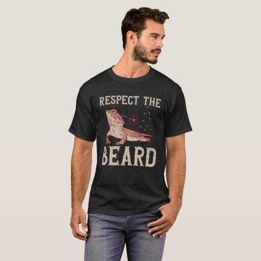 Bearded Dragon Respect The Beard Reptiles Lizard Tシャツ (正面フル)