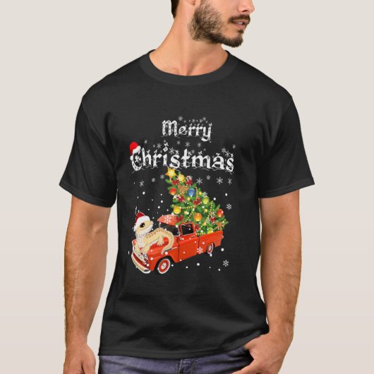 Bearded Dragon Ride Red Truck Christmas Pajama Tシャツ (正面)