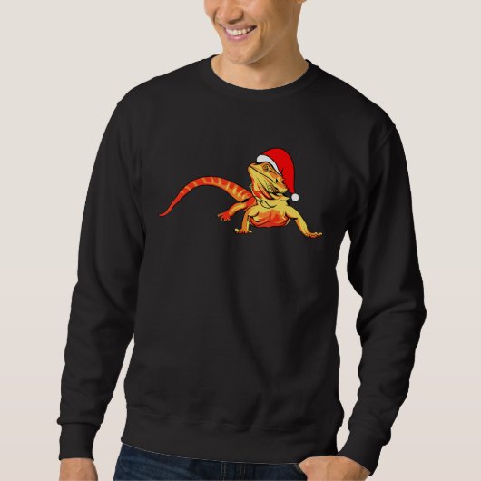 Bearded Dragon Santa Hat Christmas Pagona Lizard R スウェットシャツ (正面)