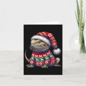 Bearded Dragon Ugly Sweater Santa Hat Christmas  カード (正面)