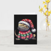 Bearded Dragon Ugly Sweater Santa Hat Christmas  カード (黄色い花)