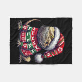 Bearded Dragon Ugly Sweater Santa Hat Christmas  フリースブランケット (正面(横))