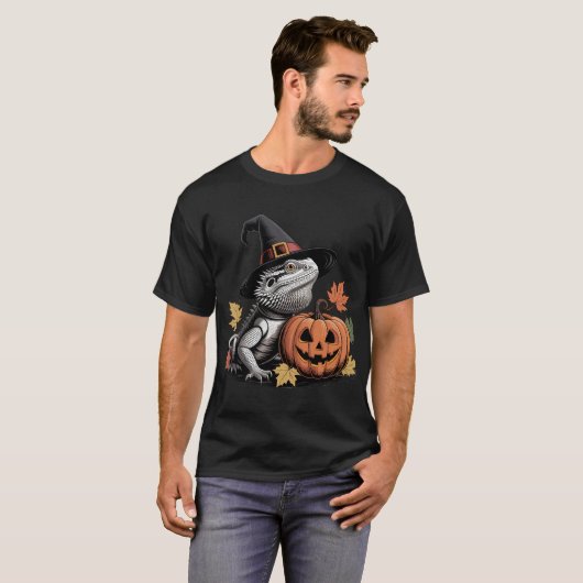 Bearded Dragon Witch Halloween Art Tシャツ (正面フル)