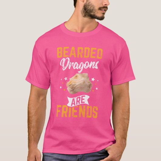 Bearded Dragons Are Friends Funny Bearded Dragon L Tシャツ (正面)