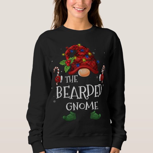 Bearded Elf Buffalo Plaid Christmas Tree Light スウェットシャツ (正面)