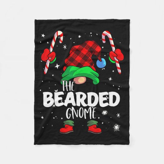 Bearded Gnome Red Buffalo Plaid Matching Family Ch フリースブランケット (正面)