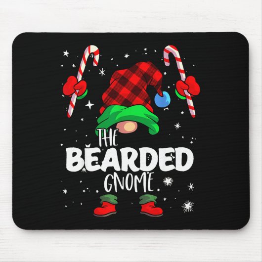 Bearded Gnome Red Buffalo Plaid Matching Family Ch マウスパッド (正面)