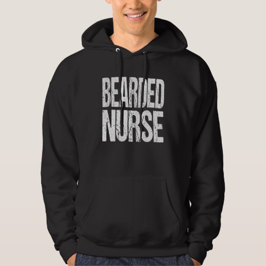 Bearded Nurse with Large Distressed Letters Men パーカ (正面)