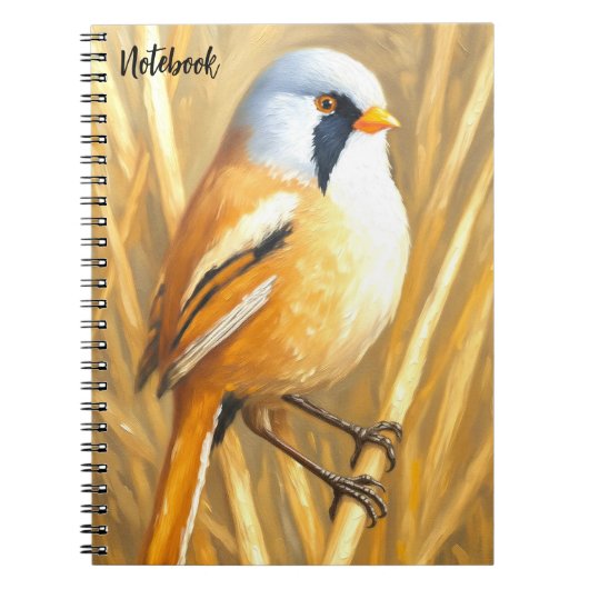 Bearded Reedling Bird Art Notebook | Wildlife Jour ノートブック (正面)