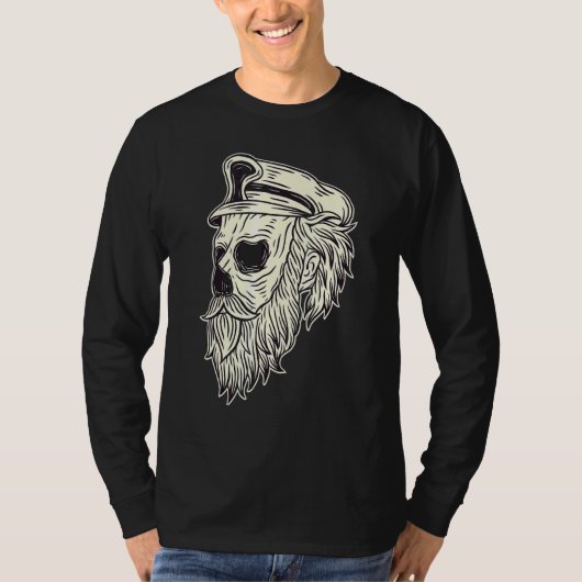 Bearded Skull Heads Grunge Punk Metal Tシャツ (正面)