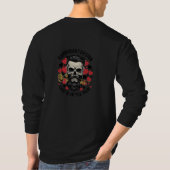 Bearded Skull with Rose Valentine Barber Art Long  Tシャツ (裏面)