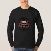 Bearded Skull with Rose Valentine Barber Art Long  Tシャツ (正面)