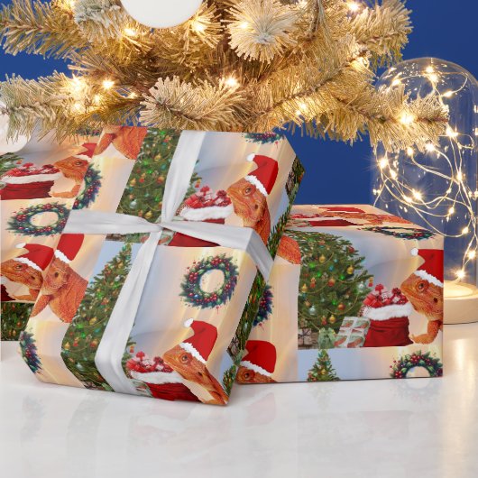 Beardie-クロース- Bearded Dragon Santa ラッピングペーパー (クリスマス)