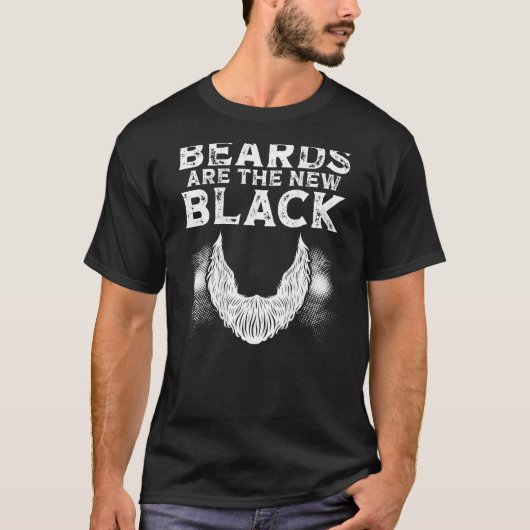 Beards Are The New Black Backprint Beard Tシャツ (正面)