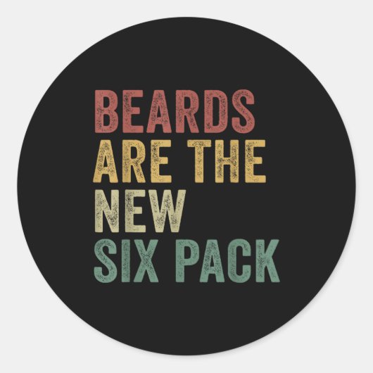 Beards Are The New Six Pack Funny Bearded Men  ラウンドシール (正面)