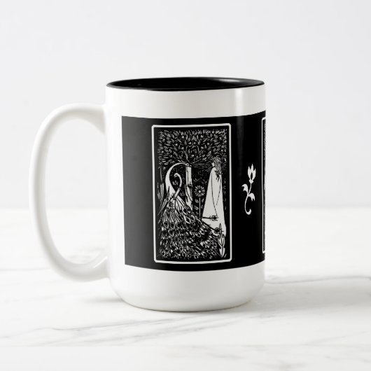 Beardsleyの孔雀及び女性Mug ツートーンマグカップ (左)