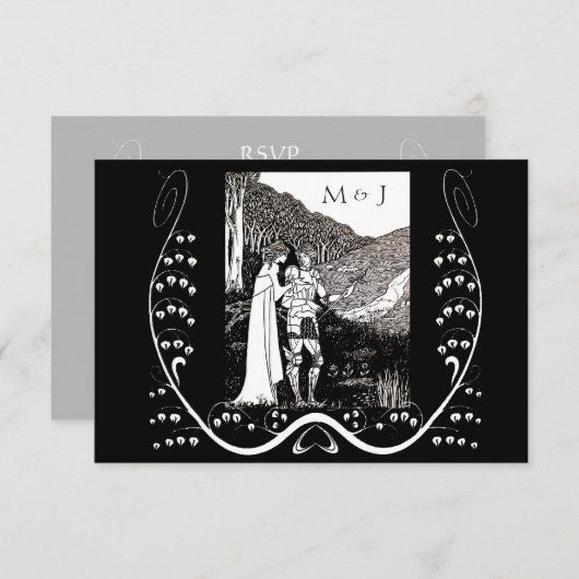 Beardsleyの新しいの騎士及び女性Response Card 出欠カード (正面/裏面)