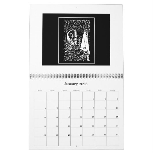 Beardsleyアールヌーボーのイラストレーションのカレンダー カレンダー (1月 2026)