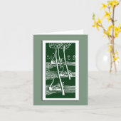 Beardsleyアールヌーボーの白鳥のメッセージカード カード (黄色い花)