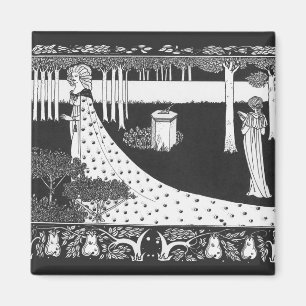 Beardsleyアールヌーボーの白黒女性 マグネット