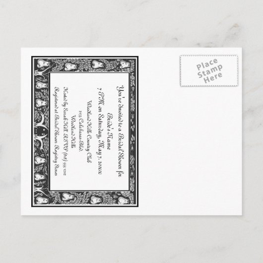 Beardsley結婚のブライダルシャワー招待 インビテーションポストカード (裏面)