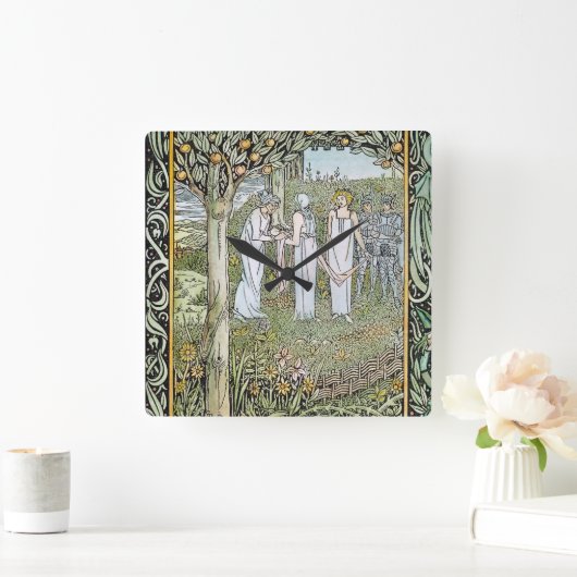 Beardsley: Morte D'Arthur スクエア壁時計 (ホーム)