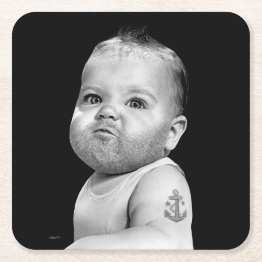 Bearedの堅い男の赤ちゃん スクエアペーパーコースター (正面)