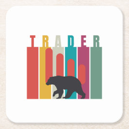 Bearish market | Trader | Simple design スクエアペーパーコースター
