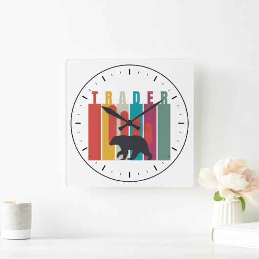 Bearish market | Trader | Simple design スクエア壁時計 (ホーム)