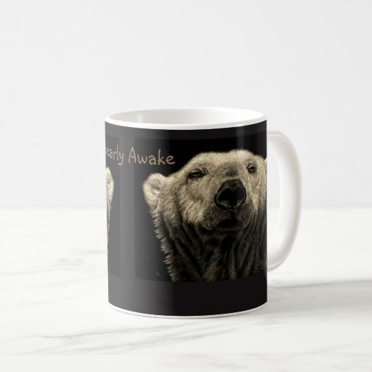 Bearlyの目がさめているマグ コーヒーマグカップ (正面右)