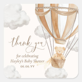 bearly待ちテディベアありがとうタンベビーシャワー スクエアシール