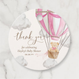 bearly待ちテディベアーピンクありがとう赤ちゃんシャワー フェイバータグ