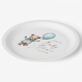 Bearly待ちテディベアーボーイズ赤ちゃんシャワー ペーパープレート (アングル)