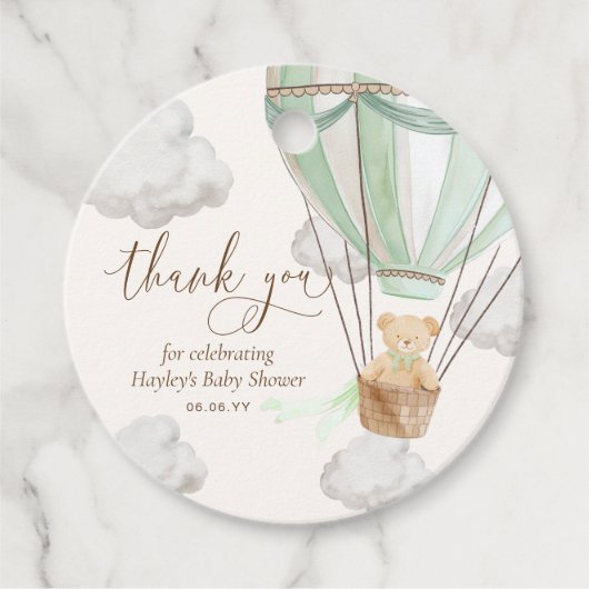 Bearly待ちテディベアーミントありがとう赤ちゃんシャワー フェイバータグ (正面)