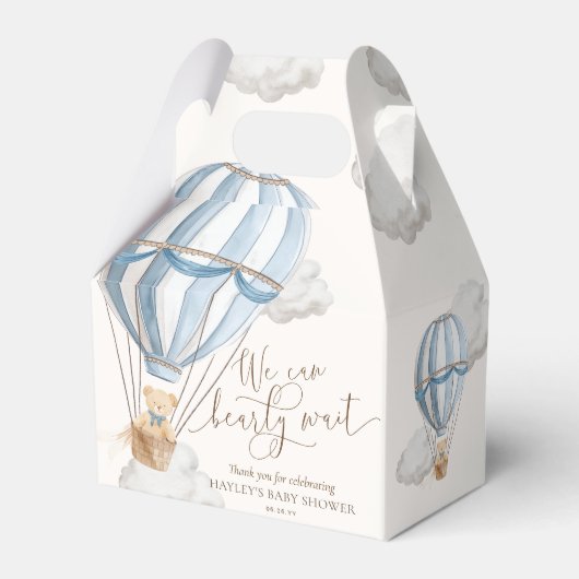 Bearly待ちテディベア熱い空気バルーンベビーシャワー フェイバーボックス (正面サイド)