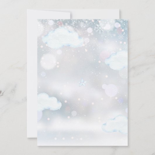 Bearly待ちテディベア男の子の冬の赤ちゃんシャワー 招待状 (裏面)