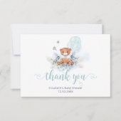 Bearly待ちテディベア男の子ベイビーシャワーありがとう カード (正面)