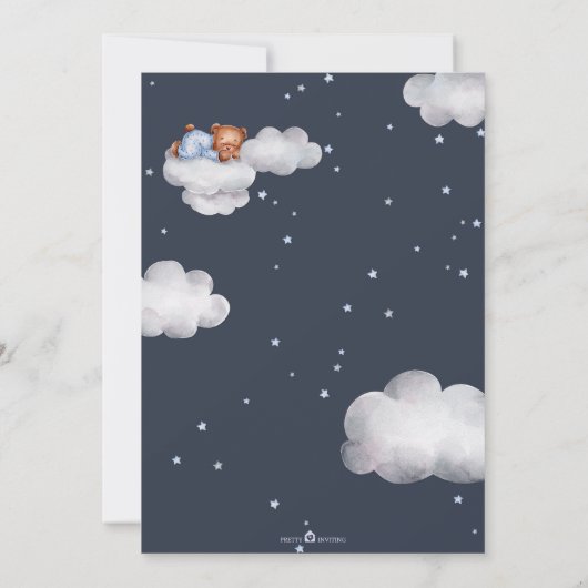 Bearly待ちテディベア空気バルーンベビーシャワー 招待状 (裏面)